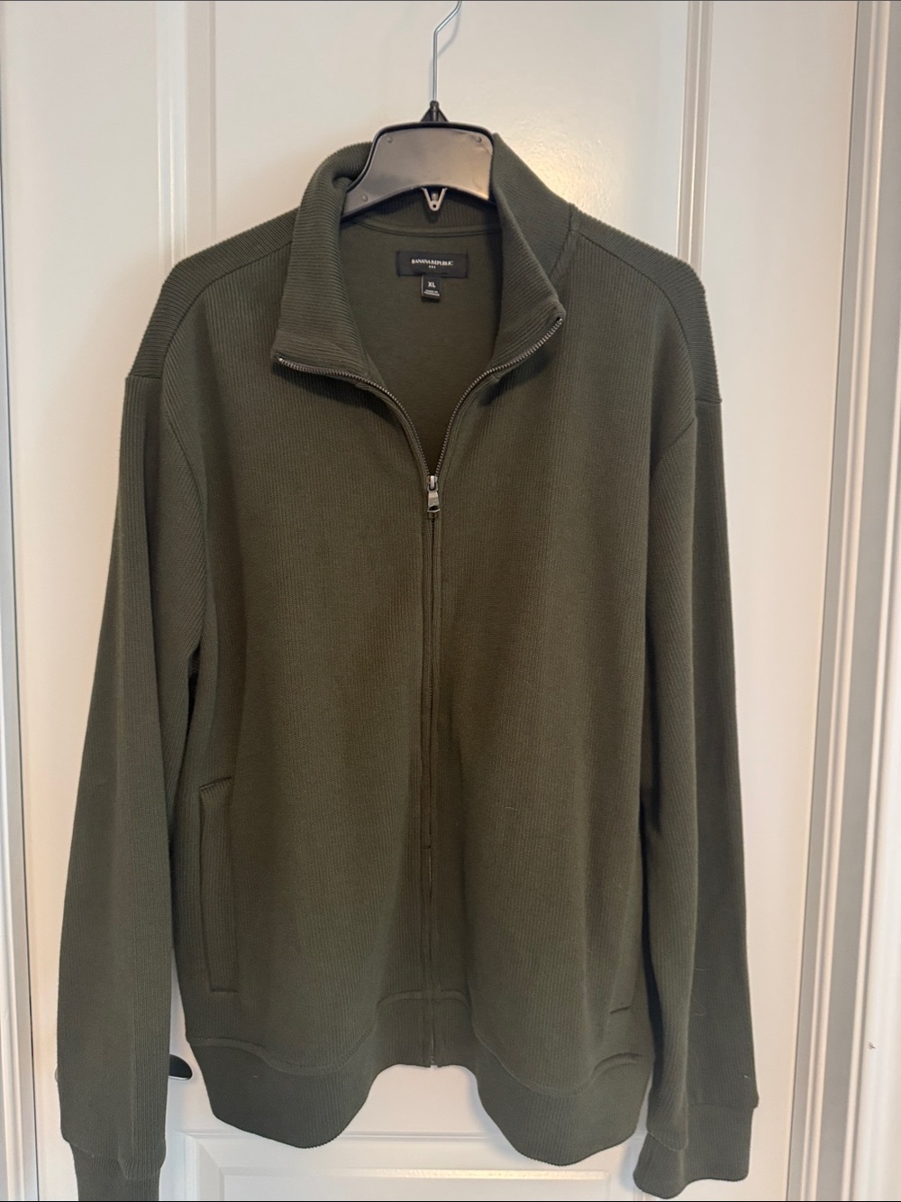Banana Republic Olive Green Zip-Up Sweater